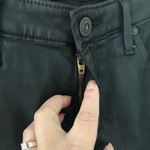 AG Adriano Goldschmied Black Coated Ankle Zip Skinny Jeans Pants 27 NWOT - Picture 3 of 8